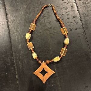 Vintage Wooden Boho Western Beaded Necklace​